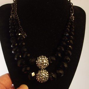 Multi-strand Black Bead Necklace VINTAGE